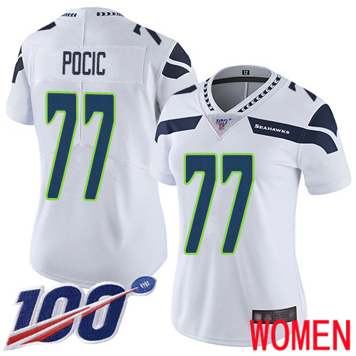 Seattle Seahawks Limited White Women Ethan Pocic Road Jersey NFL Football #77 100th Season Vapor Untouchable->seattle seahawks->NFL Jersey